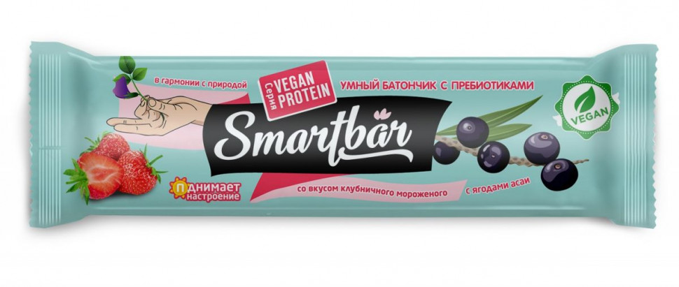 SMARTBAR Батончик VEGAN PROTEIN "Клубничное мороженое" 30г фото 1 — 65fit