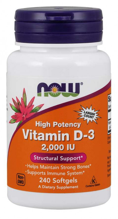 NOW Vitamin D-3 2000 IU 240 Softgels — 65fit