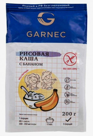 GARNEC Каша &quot;Рисовая с бананом&quot; без глютена 200г — 65fit