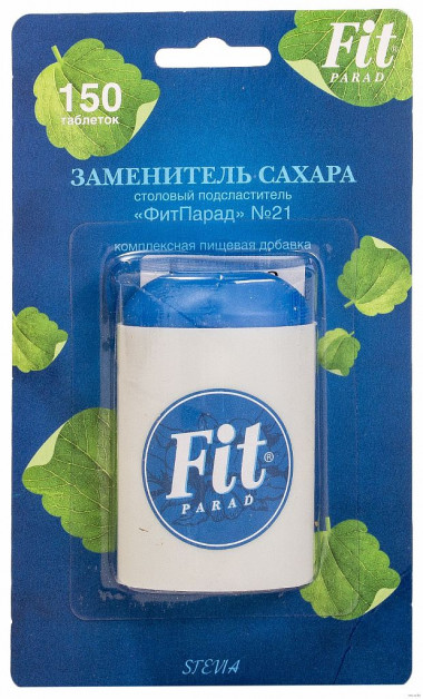 Сахарозаменитель №21 на основе стевии 150табл, Fit Parad — 65fit