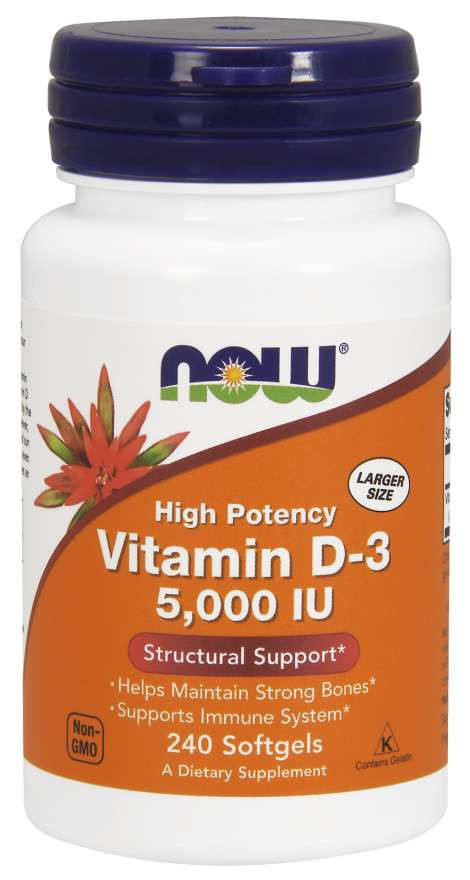 NOW Vitamin D-3 5000 IU 240 Softgels фото 1 — 65fit