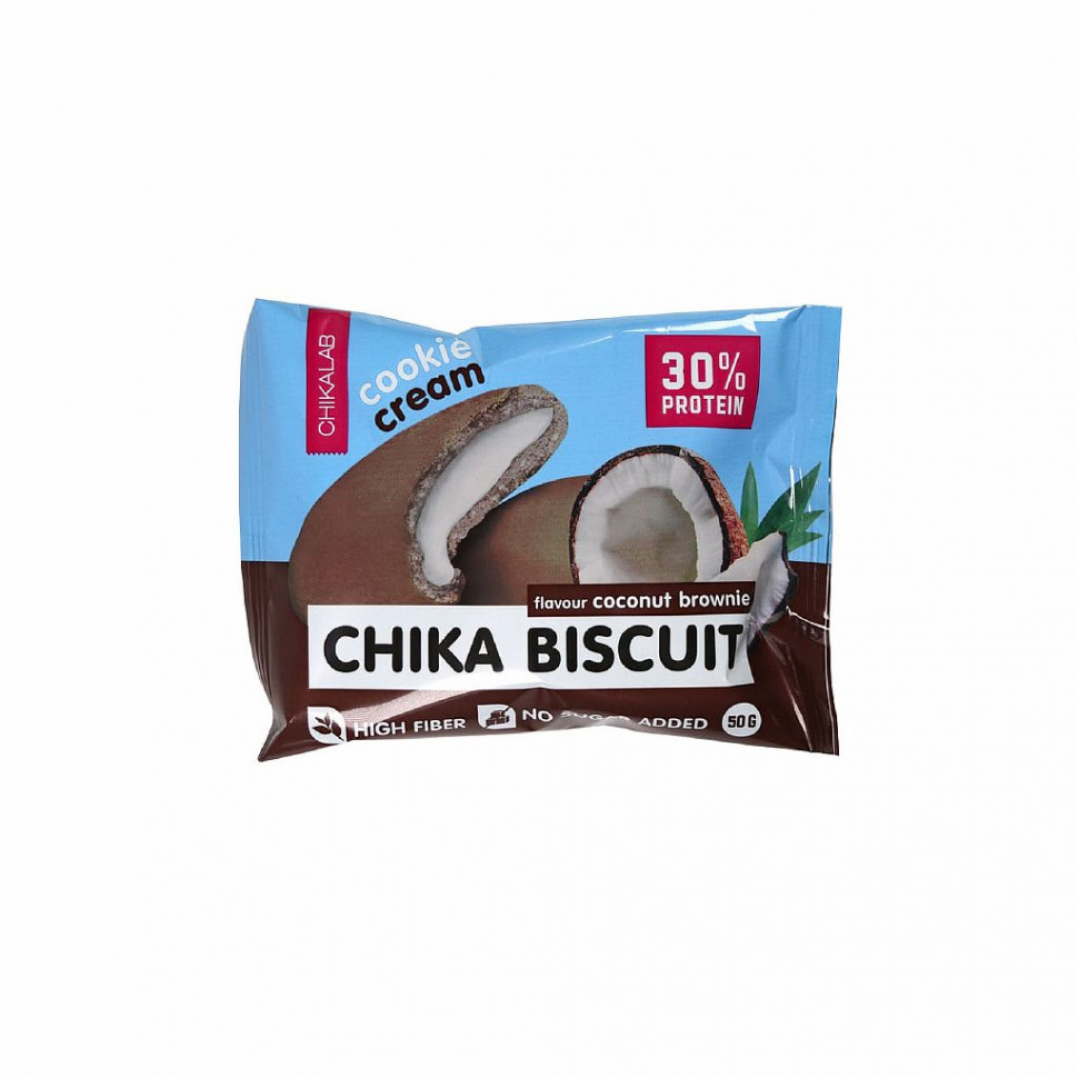 CHIKALAB Chika Biscuit Печенье неглазированное "Кокосовый брауни" 50г фото 1 — 65fit