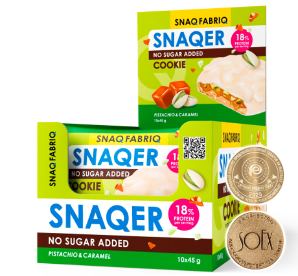 SNAQ FABRIQ Печенье глазированное "Фисташка и карамель" 45г фото 1 — 65fit