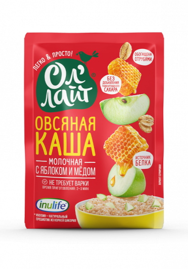 Ол'Лайт® Каша Овсяно-молочная с яблоком и медом 40г — 65fit