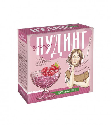 СИБИРСКАЯ® КЛЕТЧАТКА Десерт сухой &quot;ЧИА ПУДИНГ&quot; Малина 2 порции по 28г — 65fit