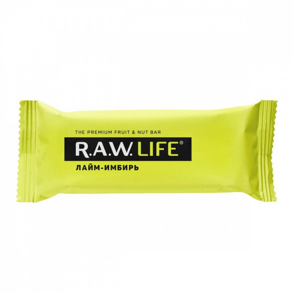 R.A.W. LIFE Батончик орехово-фруктовый Лайм-имбирь 47г фото 1 — 65fit