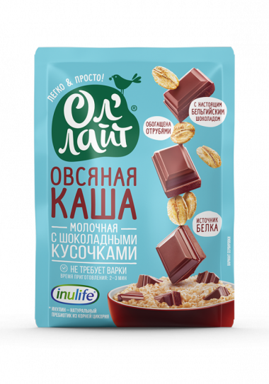 Ол'Лайт® Каша Овсяно-молочная с кусочками шоколада 40г — 65fit