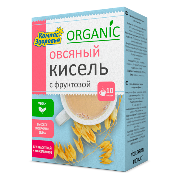 Кисель на фруктозе Овсяный 150гр/40шт, Компас Здоровья фото 1 — 65fit