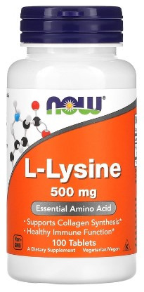 #NOW L-Lysine 500 mg 100 tablets фото 1 — 65fit