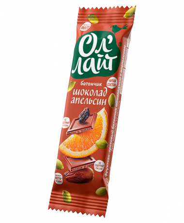 Ол'Лайт® Батончик фруктово-ореховый Шоколад &amp; Апельсин 30г — 65fit