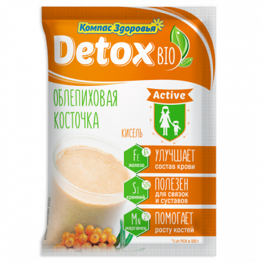 КОМПАС ЗДОРОВЬЯ Кисель на фруктозе облепиховая косточка Detox 25г — 65fit