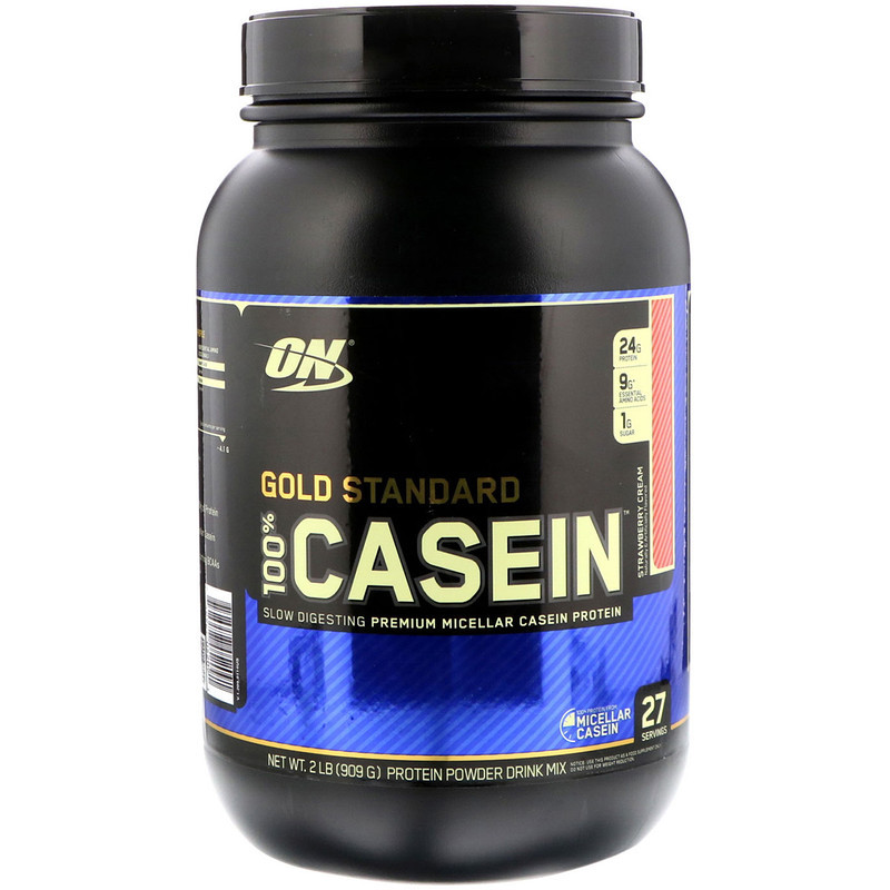 ON GOLD STANDARD 100% CASEIN Протеин Клубника 2lb (909г) фото 1 — 65fit