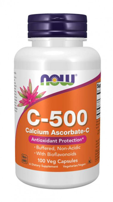 NOW Vitamin C-500 Calcium Ascorbate 100 Veg Capsules — 65fit