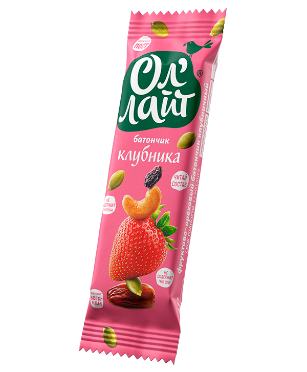 Ол'Лайт® Батончик фруктово-ореховый Клубника 30г фото 1 — 65fit
