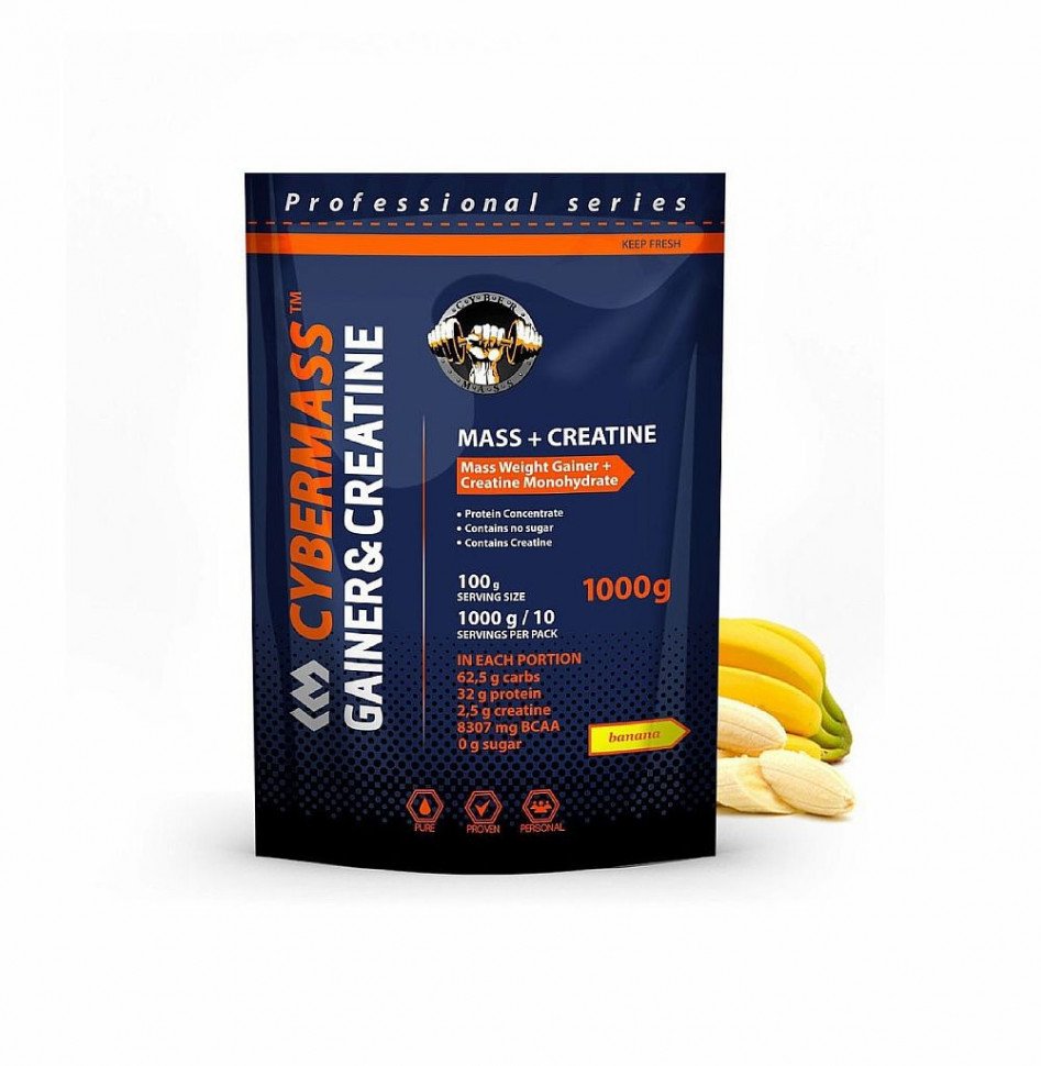 Cybermass Gainer+Creatine Банан 1000g фото 1 — 65fit