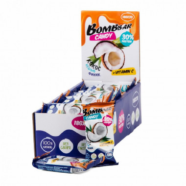 BOMBBAR Конфета протеиновая &quot;Кокос и кешью&quot; 18г — 65fit
