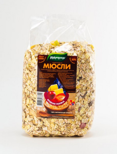 Мюсли без добавления сахара Ягодная поляна 1000гр, Фруктовница — 65fit