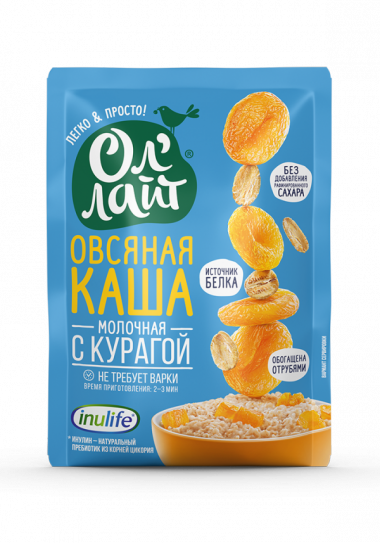 Овсяно молочная каша с курагой 40гр, Ол'Лайт — 65fit