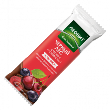 Батончик протеиновый Черный лес 40гр, ЛЕОВИТ — 65fit