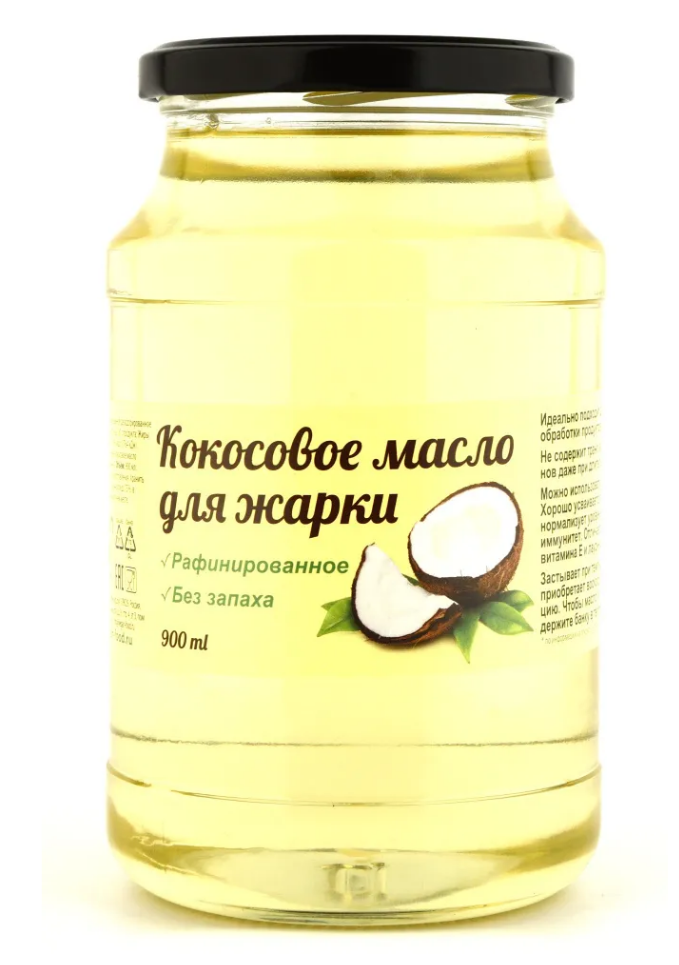 VEGAN FOOD Масло кокосовое для жарки рафинированное 900г фото 1 — 65fit