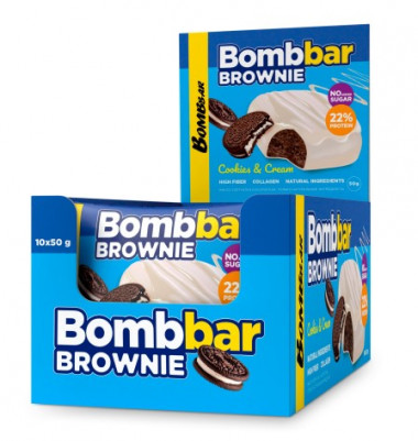 АКЦИЯ 2+1**BOMBBAR Печенье глазированное &quot;Брауни печенье-крем&quot; 50г — 65fit