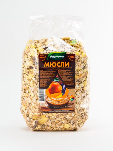 Мюсли без добавления сахара Фруктовые 1000гр, Фруктовница — 65fit
