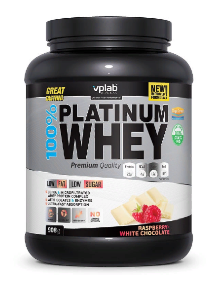 100% Platinum Whey Малина-Белый шоколад 908г, VPlab фото 1 — 65fit