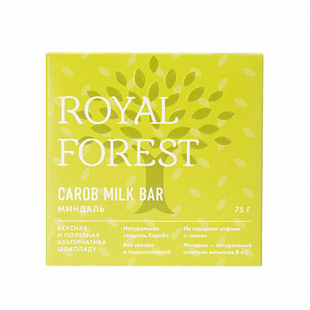 ROYAL FOREST Шоколад из кэроба с миндалем 75г фото 1 — 65fit