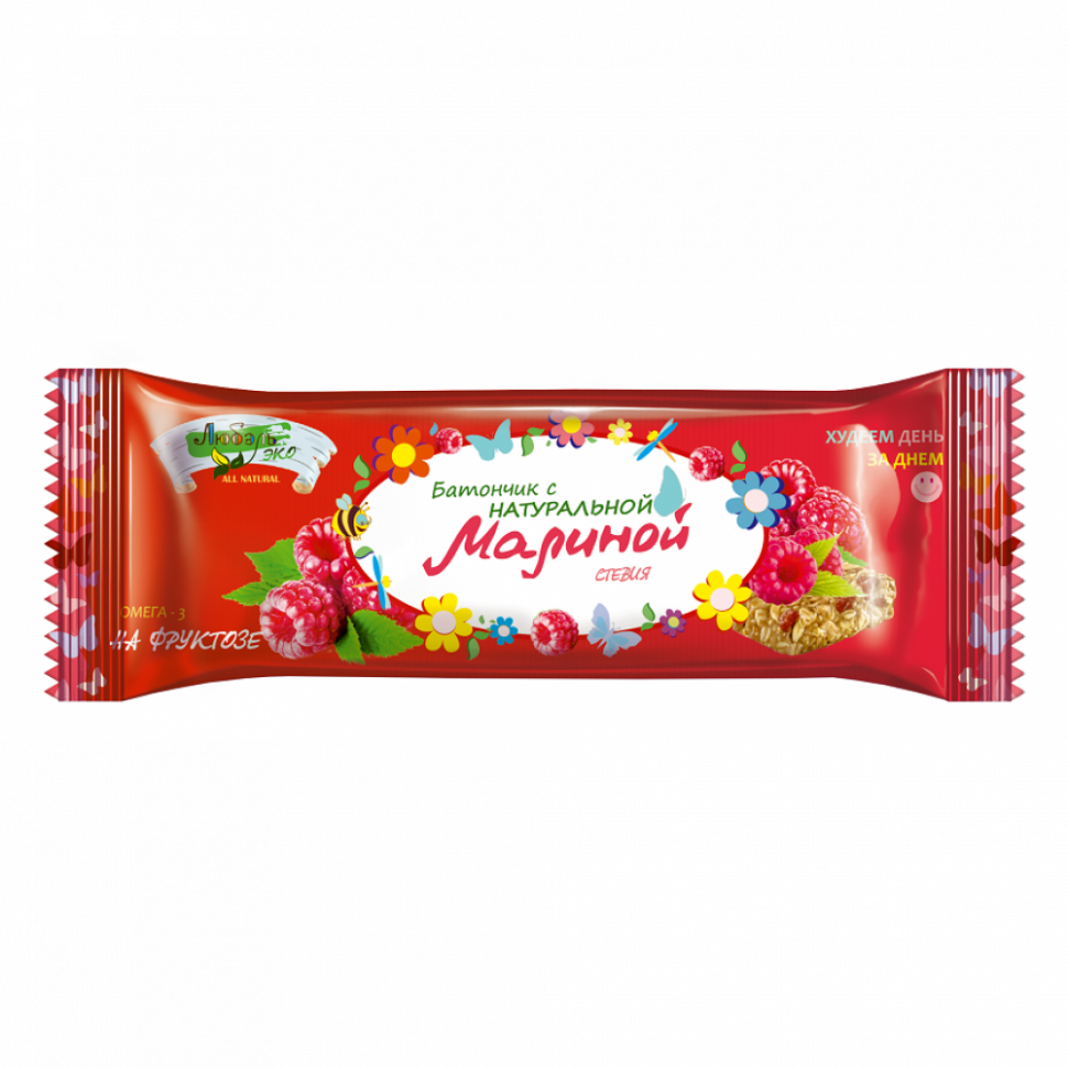 ЛЮБЭЛЬ-ЭКО Батончик с натуральной Малиной 30г фото 1 — 65fit