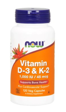 #NOW Vitamin D-3 K2 1000 ME 45mg 120 cap фото 1 — 65fit