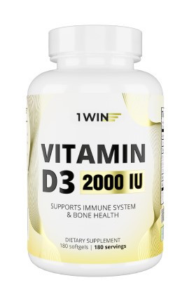 1WIN Витамин D3 2000 ME, 180 капсул, бад — 65fit