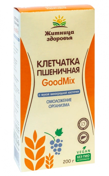 ЖИТНИЦА ЗДОРОВЬЯ Клетчатка пшеничная с мукой виноградной косточки 200г — 65fit