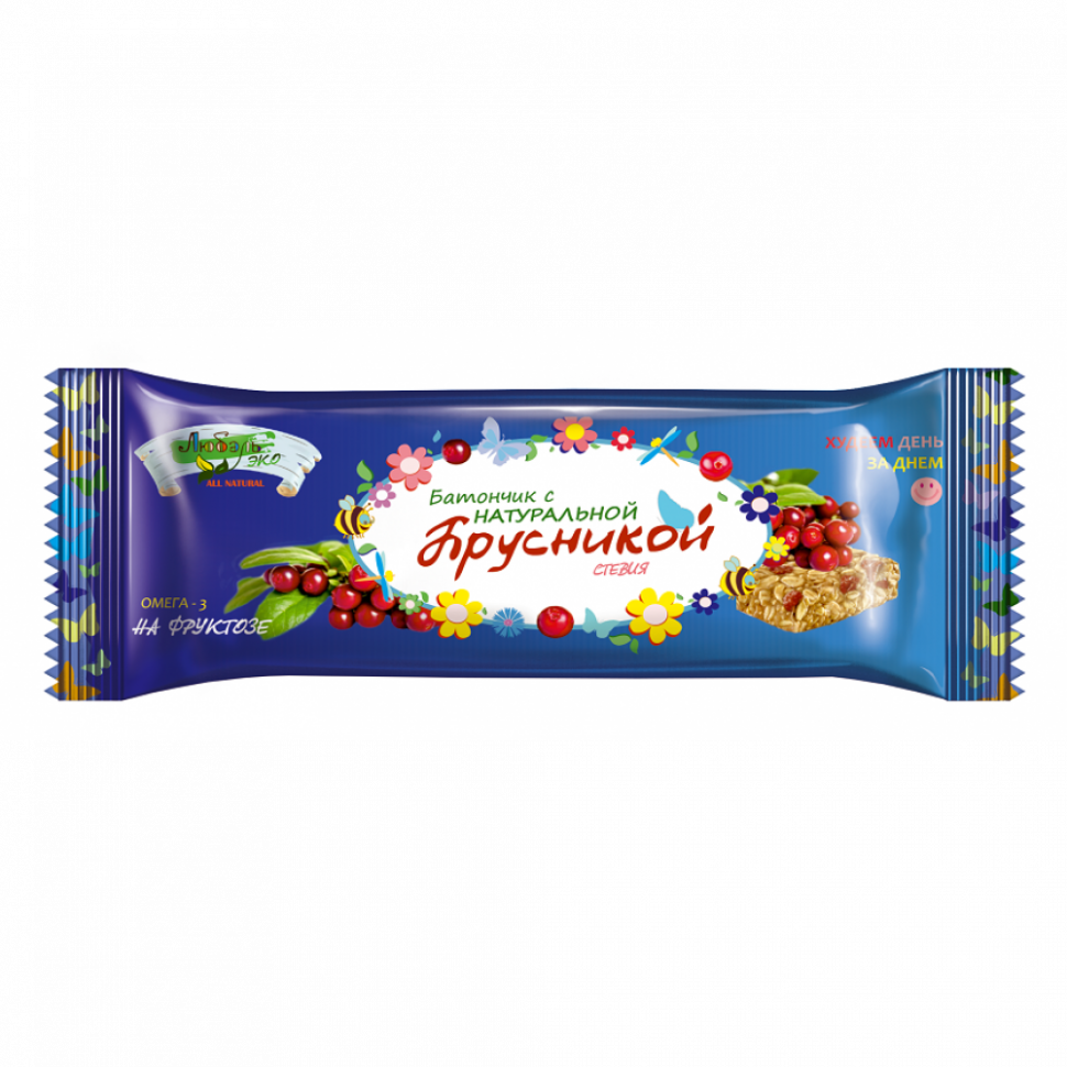 ЛЮБЭЛЬ-ЭКО Батончик с натуральной Брусникой 30г фото 1 — 65fit