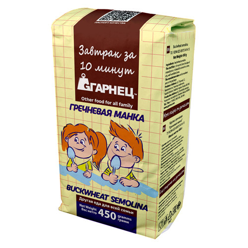 ГАРНЕЦКрупка гречневая "Гречневая манка" 450г фото 1 — 65fit