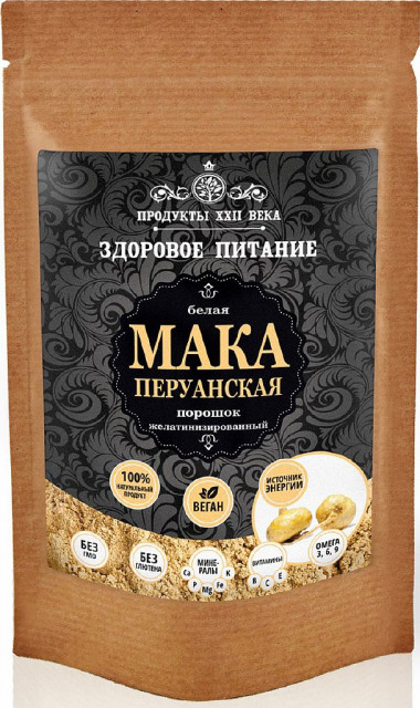 Мака перуанская белая , порошок желатинизированный 100гр, Продукты XXII века — 65fit