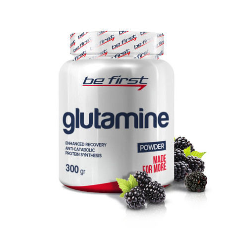 Glutamine powder ежевика 300гр, BE FIRST фото 1 — 65fit