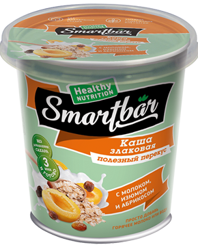 Каша злаковая с молоком изюмом и абрикосом 40гр, Smartbar — 65fit