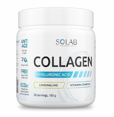 SOLAB Коллаген + hyal.acid + вит.С, Лимон-Лайм, 180г, 30 порц. бад фото 1 — 65fit