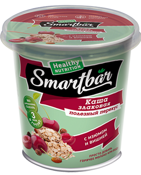 Каша злаковая с молоком изюмом и вишней 40гр, Smartbar — 65fit