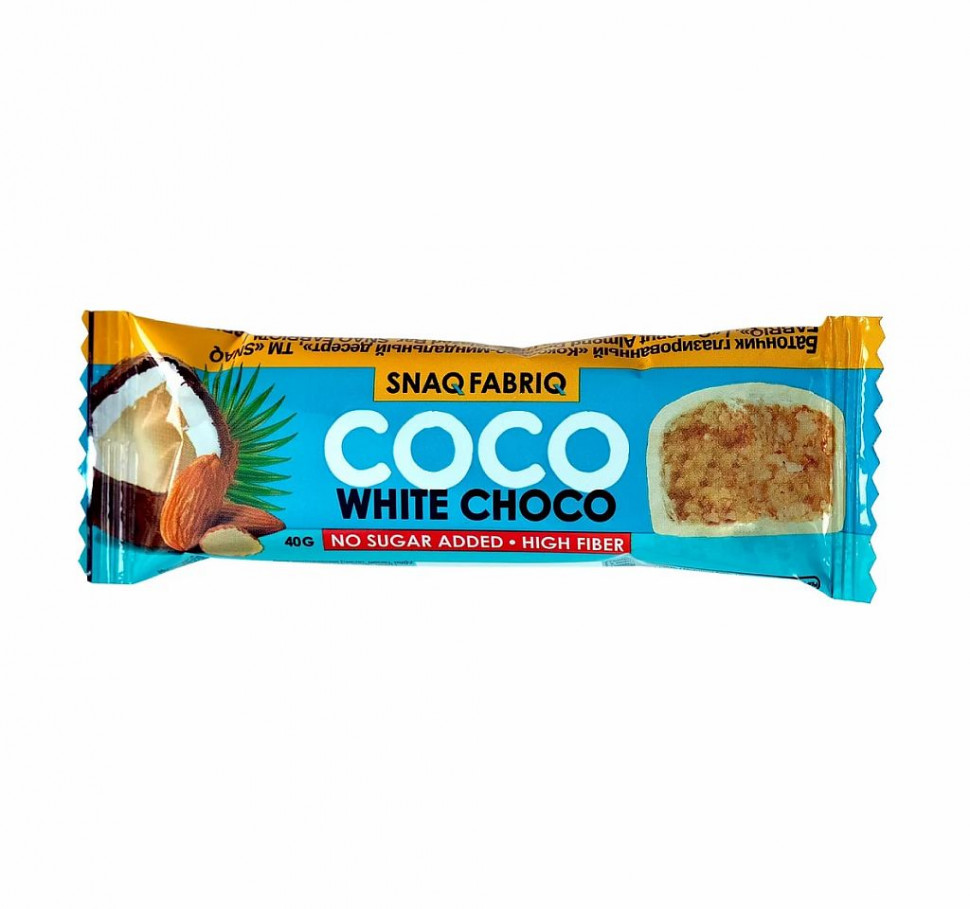 SNAQ FABRIQ Coco Батончик глазированный "Кокосово-миндальный десерт" 40г фото 1 — 65fit