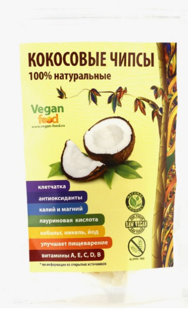 VEGAN FOOD Кокосовые чипсы 100г &mdash; 65fit