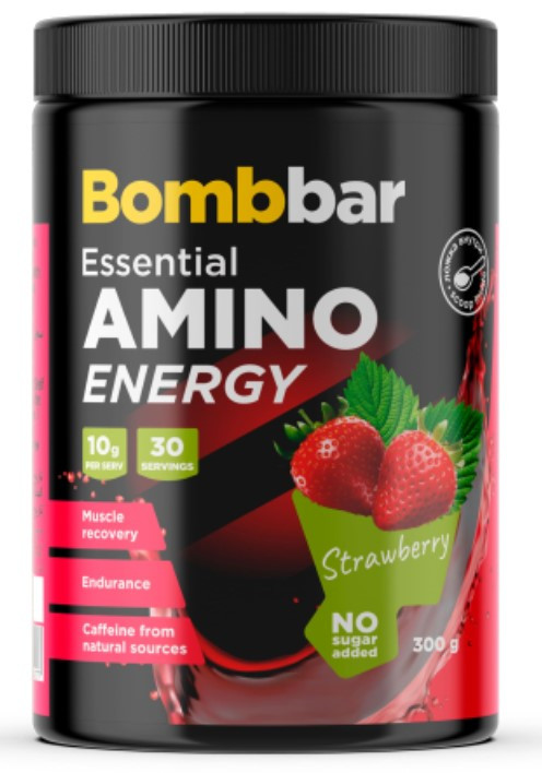 BOMBBAR Специализир.пищ.продукт д/пит.спортсменов. Коктейль "АминоЭнерджи со вкусом клубники" 300г фото 1 — 65fit