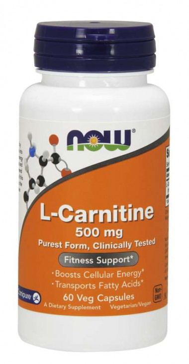 NOW L-Carnitine 500 mg 60 Veg Capsules — 65fit