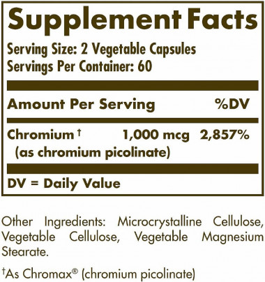 SOLGAR Chromium Picolinate 500 mcg 120 Vegetable Capsules — 65fit
