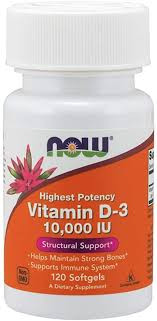 NOW Vitamin D-3 10000 IU 120 Softgels — 65fit