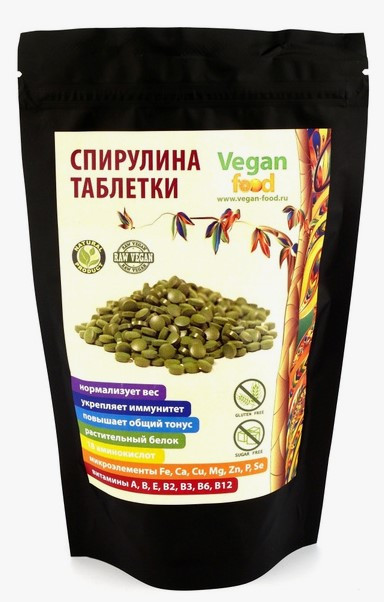 VEGAN FOOD Спирулина прессованная в таблетки 100г фото 1 — 65fit