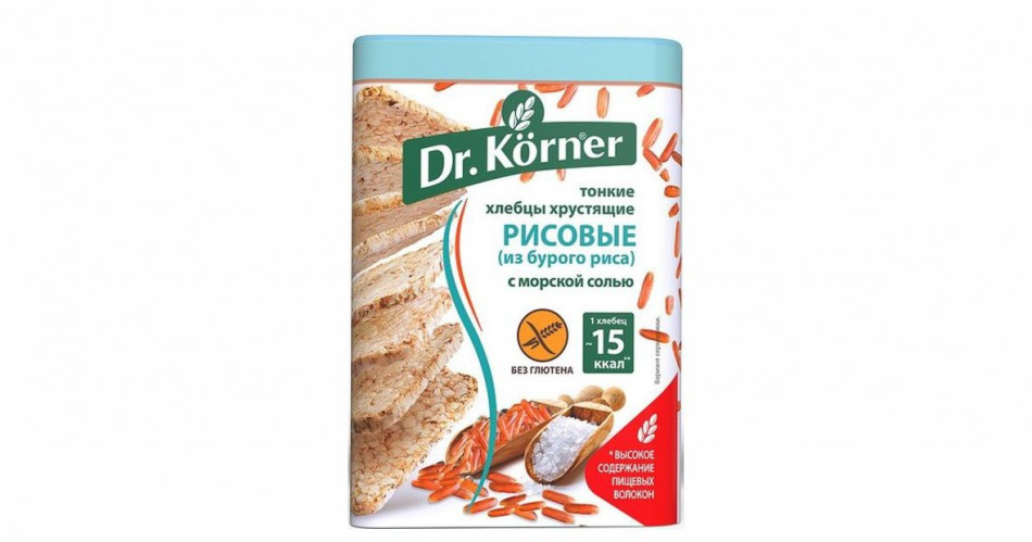 DR.KORNER Хлебцы "Из Бурого риса" морская соль 100г фото 1 — 65fit