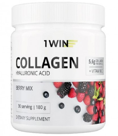 1WIN Коллаген + hyal.acid, Ягодный микс, 180г, 30 порц. бад — 65fit