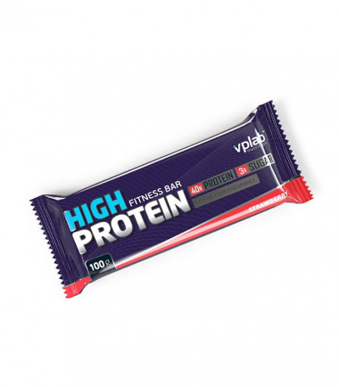 High Protein Bar клубника 100гр, VPlab — 65fit