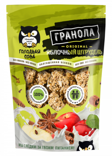 Гранола оригинальная Яблочный штрудель 200гр, Голодная сова — 65fit